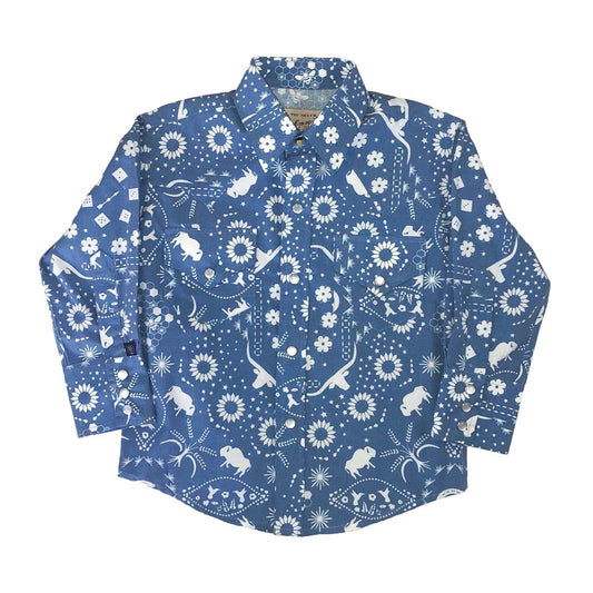 Rockmount Clothing Kid's Blue Bison Bandana Print Western Shirt - Rockmount Clothing - Flyclothing LLC