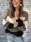 Color Block Round Neck Sweater - Trendsi - Flyclothing LLC