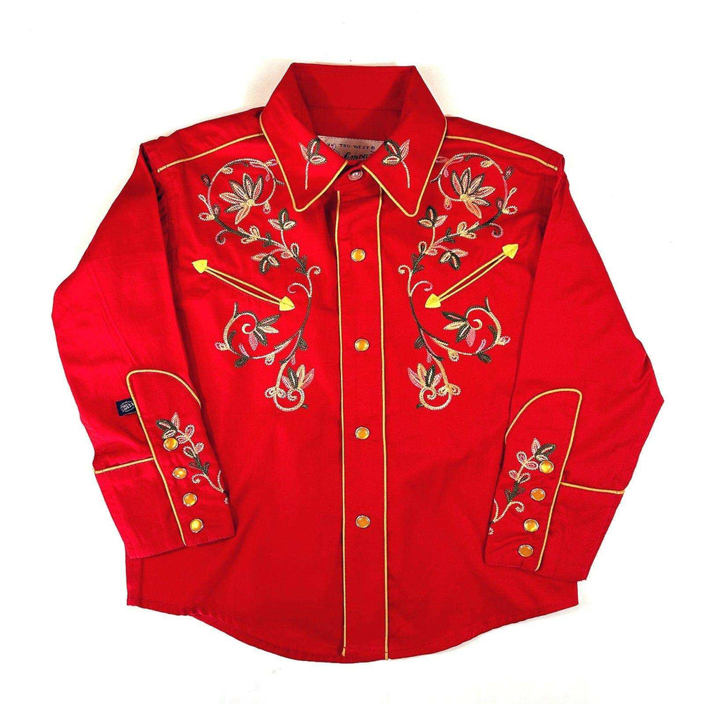 Rockmount Clothing Kid's Red Vintage Variegated Floral Embroidery - Rockmount Clothing - Flyclothing LLC