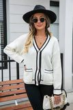 Waffle Knit V-Neck Cardigan with Pocket - Trendsi - Flyclothing LLC