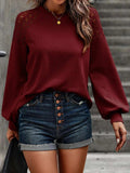 Lantern Sleeve Round Neck Blouse - Trendsi - Flyclothing LLC