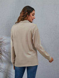 Half Button Dropped Shoulder Blouse - Trendsi - Flyclothing LLC