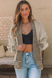 Waffle-knit Pocketed Open Front Cardigan - Trendsi - Flyclothing LLC