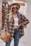Plaid Dropped Shoulder Hooded Longline Jacket - Trendsi - Flyclothing LLC