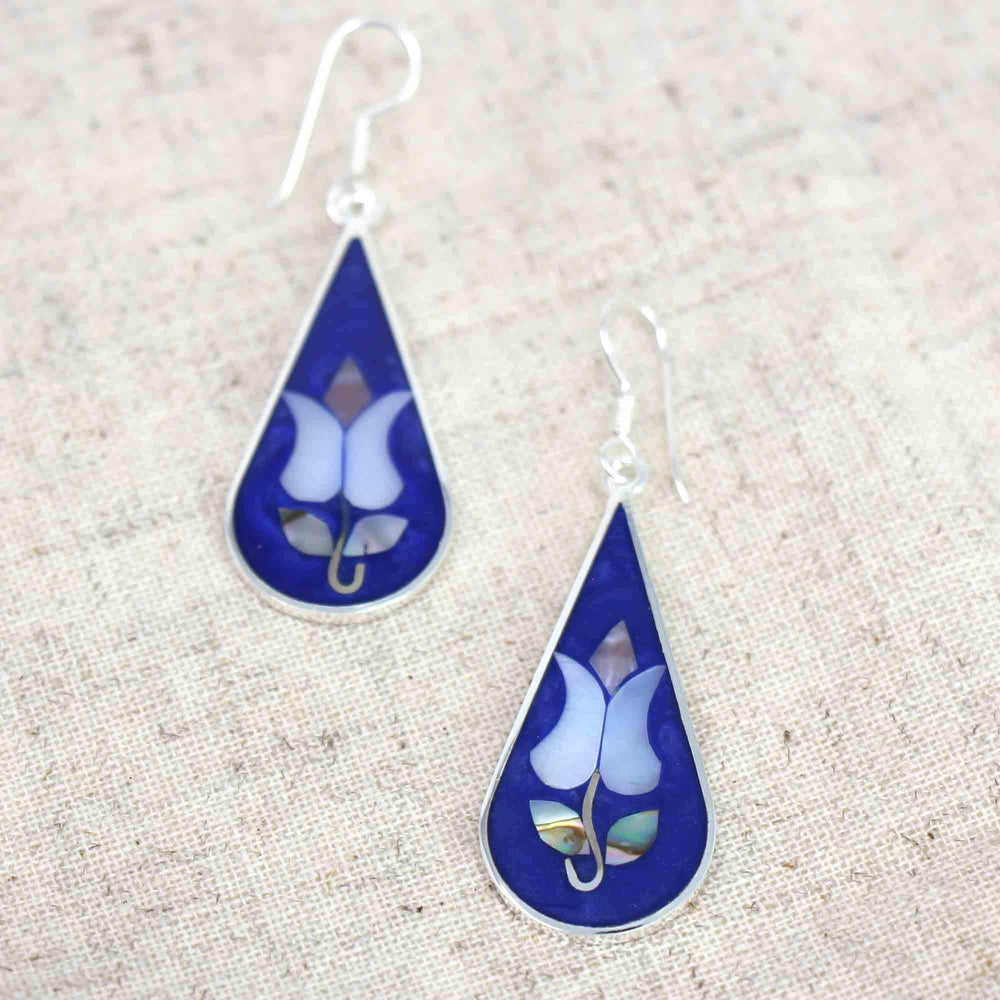 Tulip Abalone Teardrop Earrings - Artisana - Flyclothing LLC