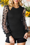 Textured Applique Long Sleeve Blouse - Trendsi - Flyclothing LLC