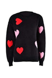 Heart Round Neck Droppped Shoulder Sweater - Trendsi - Flyclothing LLC