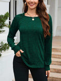 Texture Round Neck Long Sleeve Knit Top - Trendsi - Flyclothing LLC