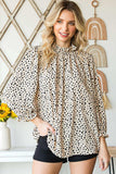 Animal Print Ruffle Collar Flounce Sleeve Blouse - Trendsi - Flyclothing LLC