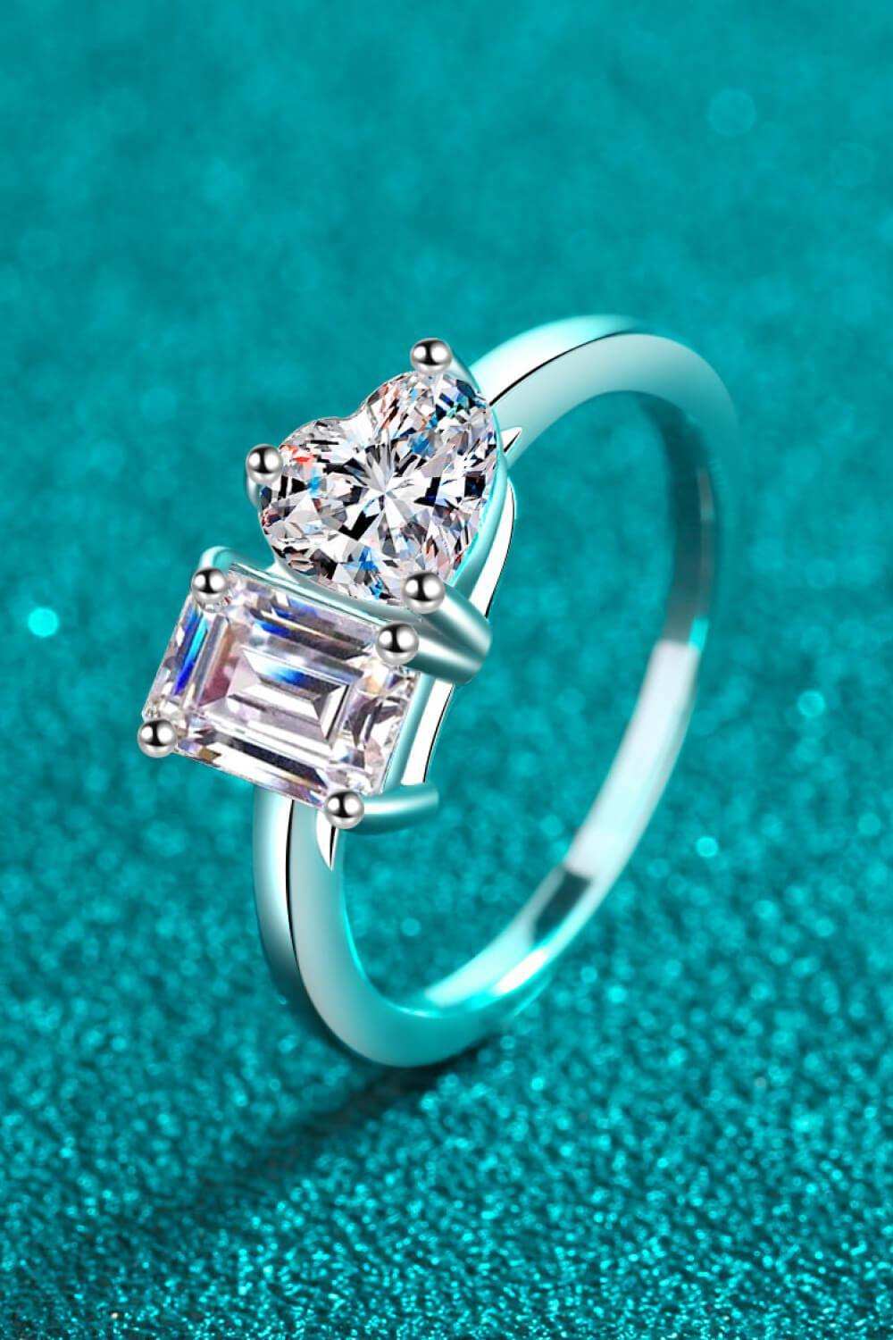 Rhodium-Plated 2 Carat Moissanite Ring - Trendsi - Flyclothing LLC