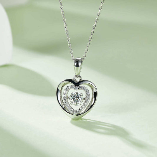 Moissanite 925 Sterling Silver Heart Necklace - Trendsi - Flyclothing LLC
