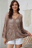 Openwork V-Neck Sweater - Trendsi - Flyclothing LLC