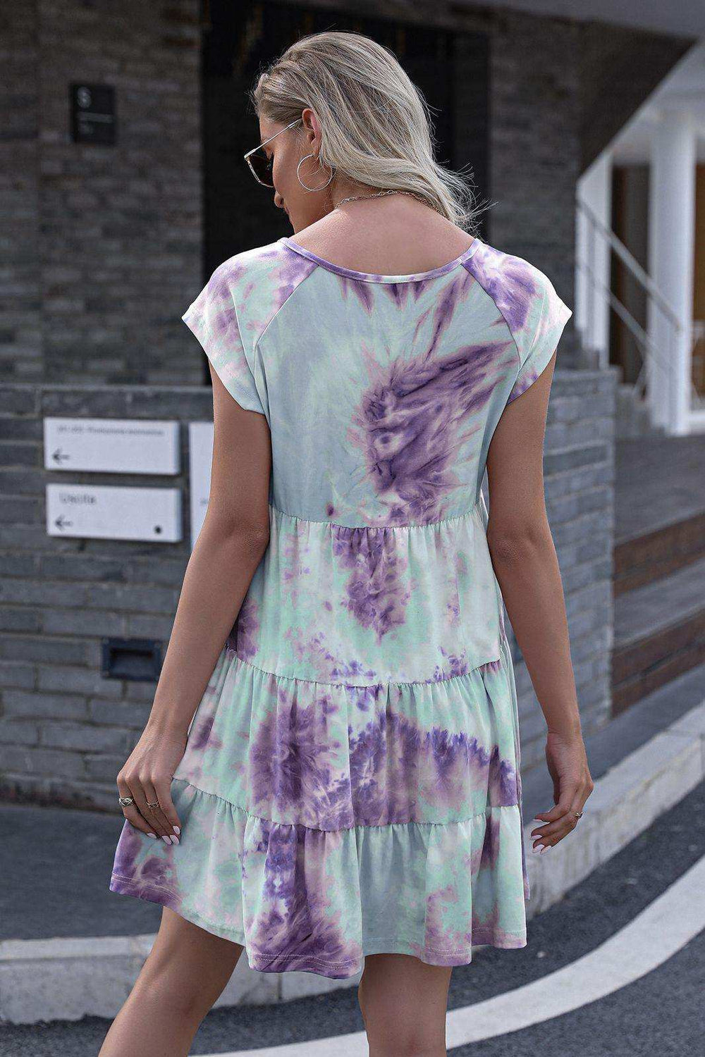 Tie-Dye Ruffle Hem Dress - Trendsi - Flyclothing LLC
