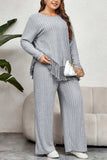Plus Size Tassel Hem Top and Pants Set - Trendsi - Flyclothing LLC