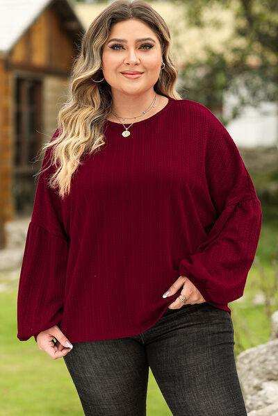 Plus Size Round Neck Dropped Shoulder T-Shirt - Trendsi - Flyclothing LLC