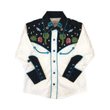 Rockmount Clothing Kid's Black Vintage Cactus & Stars Chain Stitch Embroidery Western Shirt - Rockmount Clothing - Flyclothing LLC