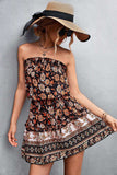 Bohemian Frill Trim Strapless Dress - Trendsi - Flyclothing LLC
