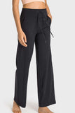 Drawstring Waist Wide Leg Sports Pants with Pockets - Trendsi - Flyclothing LLC