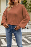 Round Neck Dropped Shoulder Sweater - Trendsi - Flyclothing LLC