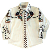 Rockmount Clothing Kids Cactus Cowboy Boots Embroidered Western Shirt In Ivory - Rockmount Clothing - Flyclothing LLC
