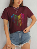 Heart Round Neck Short Sleeve T-Shirt - Trendsi - Flyclothing LLC