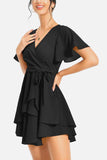 Surplice Neck Flutter Sleeve Dress - Trendsi - Flyclothing LLC