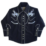 Kid's Embroidered Vintage Bronc Black Western Shirt - Rockmount Clothing - Flyclothing LLC