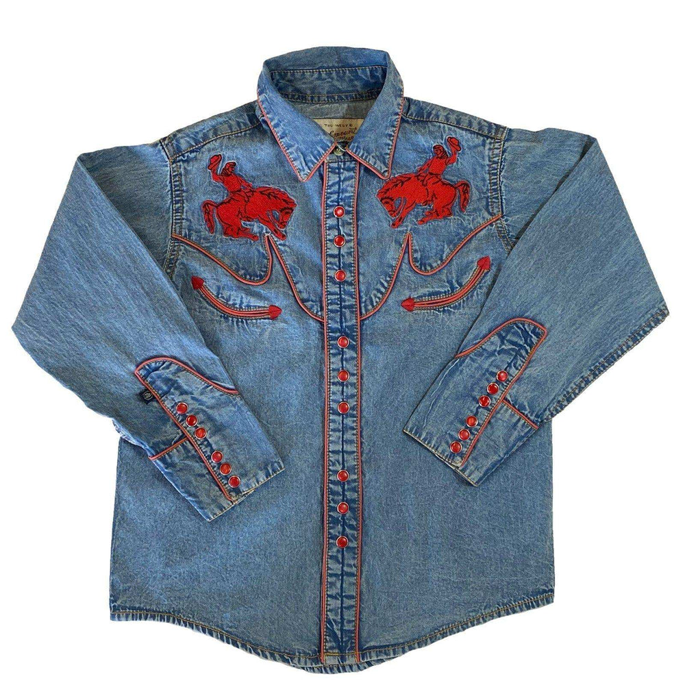 Rockmount Clothing Kid's Embroidered Vintage Bronc Denim Western Shirt - Rockmount Clothing - Flyclothing LLC