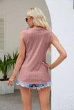 Contrast Eyelet V-Neck Tank - Trendsi - Flyclothing LLC