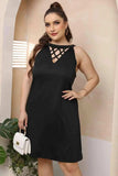 Plus Size Cutout Round Neck Sleeveless Dress - Trendsi - Flyclothing LLC