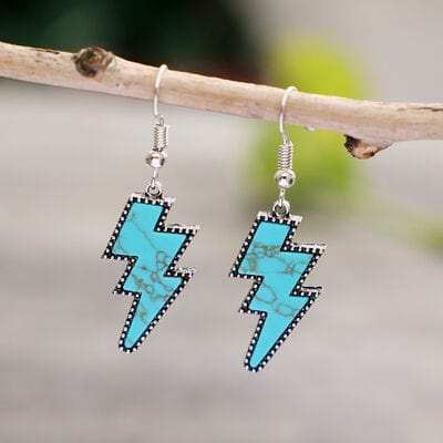 Artificial Turquoise Lightning Dangle Earrings - Trendsi - Flyclothing LLC