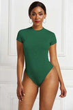 Round Neck Short Sleeve Bodysuit - Trendsi - Flyclothing LLC