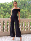 Ruched One Shoulder Jumpsuit - Trendsi - Flyclothing LLC