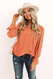 Swiss Dot Tie Neck Flounce Sleeve Blouse - Trendsi - Flyclothing LLC