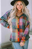 Plaid V-Neck Button Down Jacket - Trendsi - Flyclothing LLC