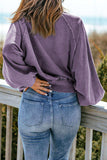 Quarter-Snap Collared Lantern Sleeve Sweatshirt - Trendsi - Flyclothing LLC