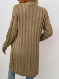 Cable-Knit Button Down Cardigan with Pockets - Trendsi - Flyclothing LLC