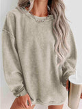 Round Neck Dropped Shoulder Sweatshirt - Trendsi - Flyclothing LLC