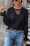 Lace Detail Smocked Flounce Sleeve Blouse - Trendsi - Flyclothing LLC