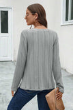 Buttoned Notched Neck Long Sleeve T-Shirt - Trendsi - Flyclothing LLC