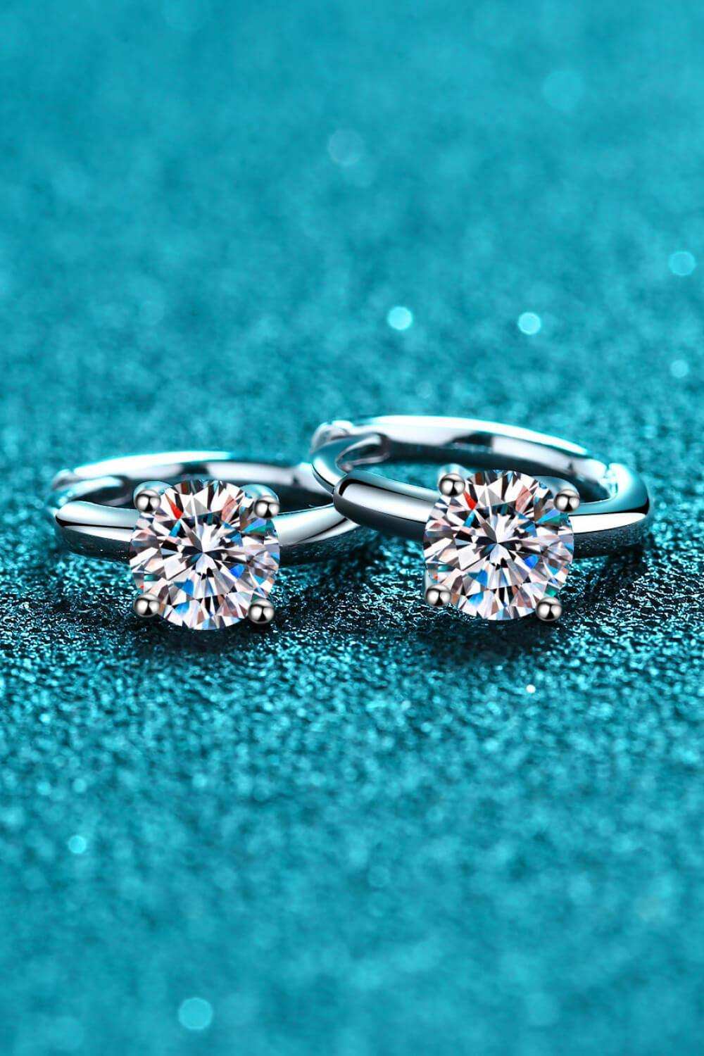 1 Carat Moissanite Huggie Earrings - Trendsi - Flyclothing LLC