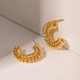 18K Gold-Plated Stainless Steel C-Hoop Earrings - Trendsi - Flyclothing LLC