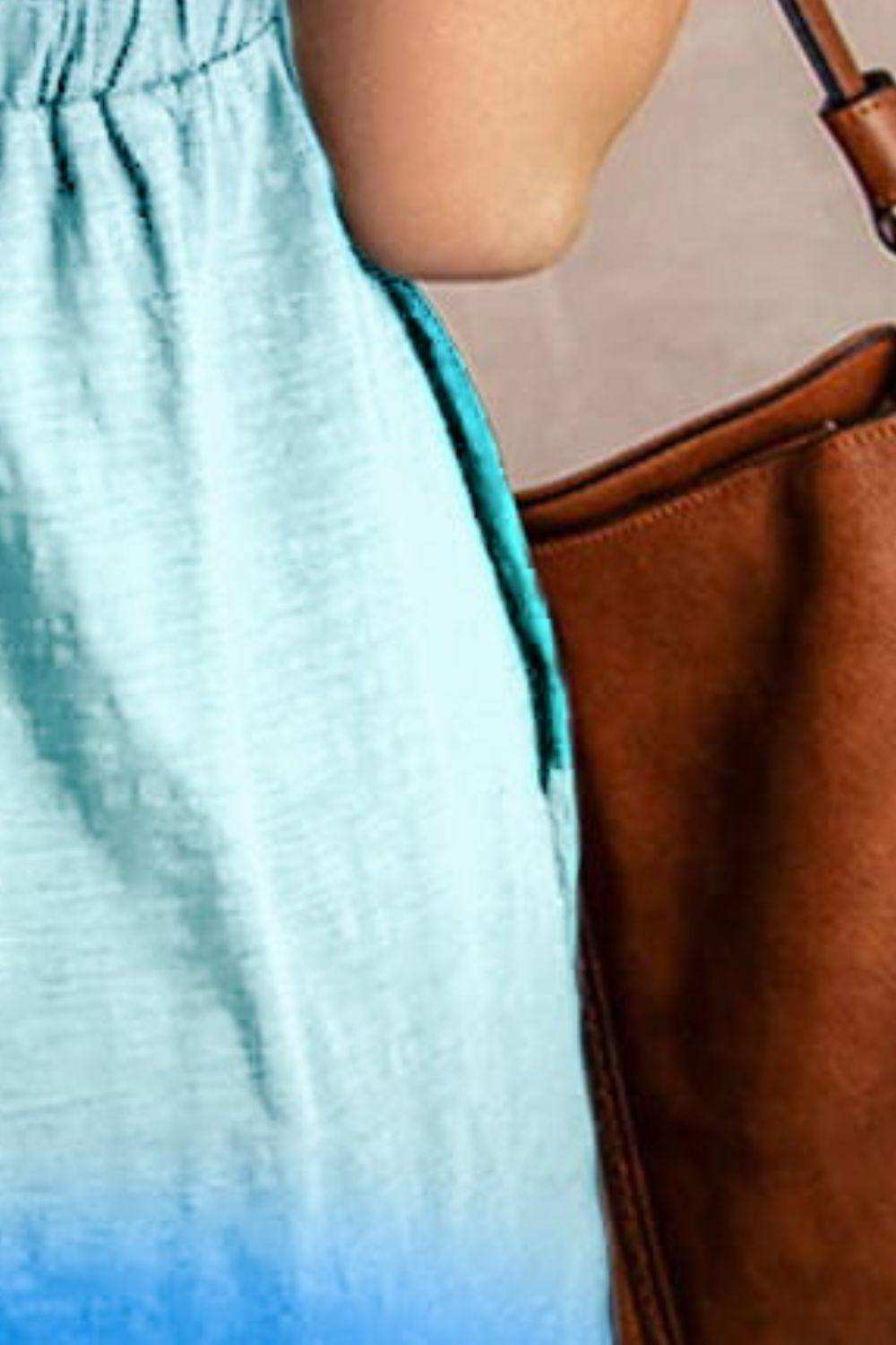 Double Take Scoop Neck Buttoned Sleeveless Magic Dress with Pockets - Trendsi - Flyclothing LLC