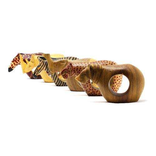 Set of Six Mahogany Wood Animal Napkin Rings - Jedando Handicrafts - Jedando Handicrafts - Flyclothing LLC
