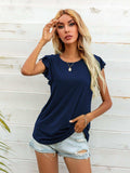 Round Neck Butterfly Sleeve Top - Trendsi - Flyclothing LLC