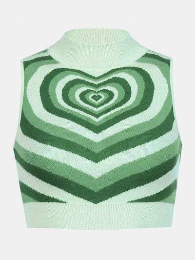 Heart Mock Neck Sweater Vest - Trendsi - Flyclothing LLC