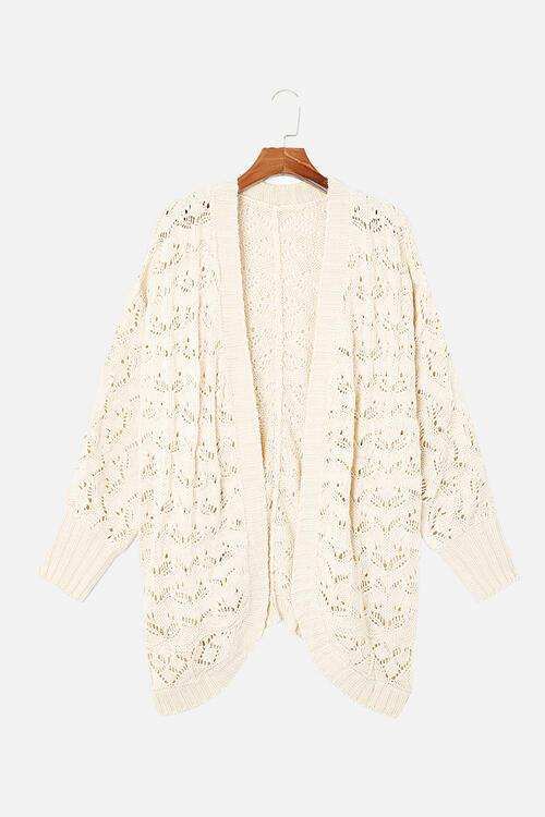 Plus Size Open Front Long Sleeve Cardigan - Trendsi - Flyclothing LLC
