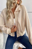 Zip-Up Sherpa Collared Neck Jacket with Pockets - Trendsi - Flyclothing LLC