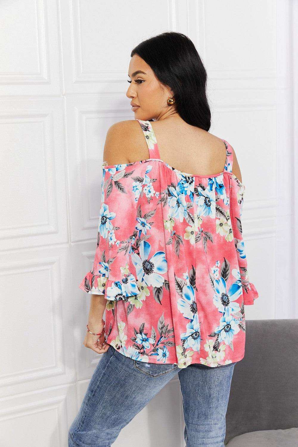 Sew In Love Full Size Fresh Take Floral Cold-Shoulder Top - Trendsi - Flyclothing LLC