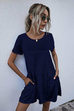 Round Neck Short Sleeve Mini Dress - Trendsi - Flyclothing LLC